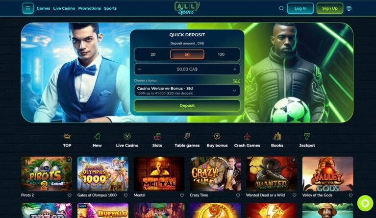 AllSpins Casino Homepage