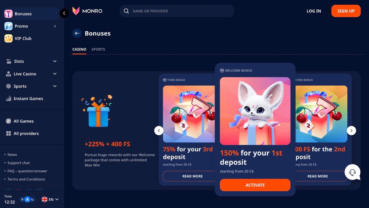 Monro Casino Bonus