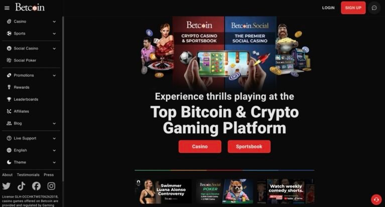 Betcoin homepage