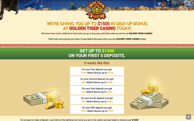 Golden Tiger Casino Bonus