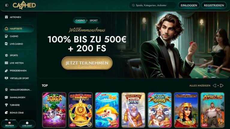 Cashed Casino Homepage