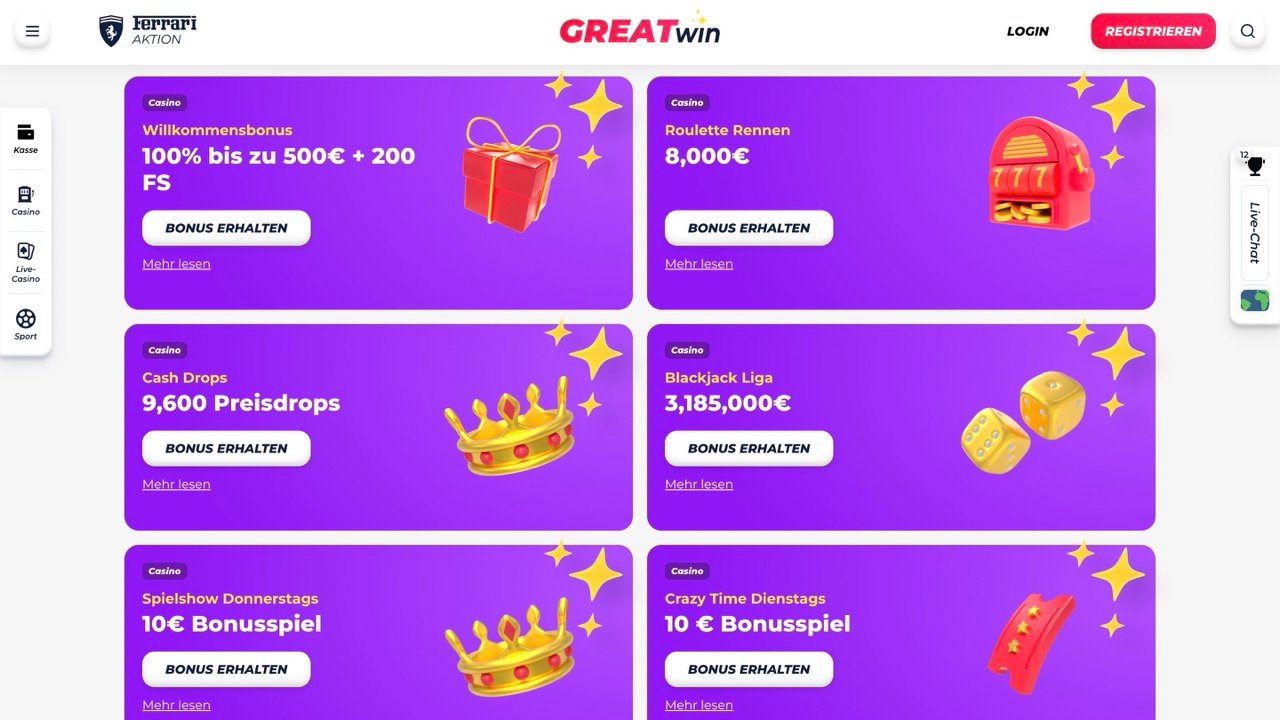 Greatwin Casino Promotions