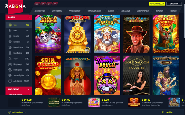 Rabona Casino Games