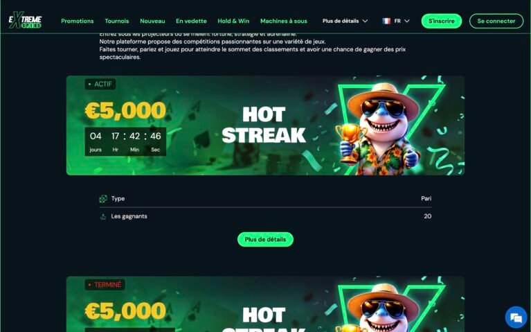 Extreme spins Tournaments