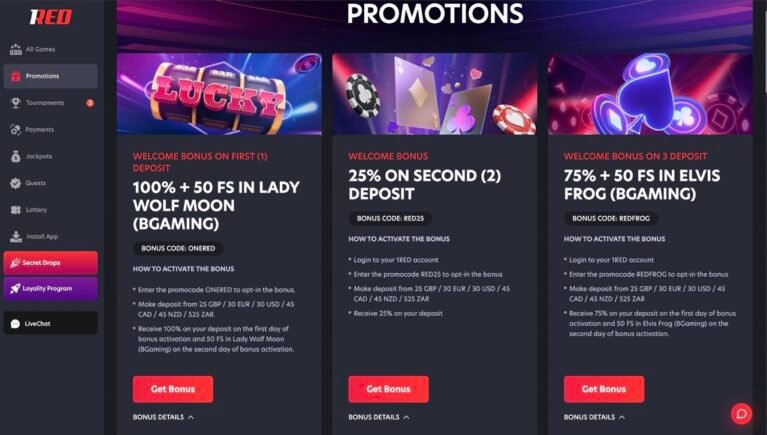 1Red casino Promotion