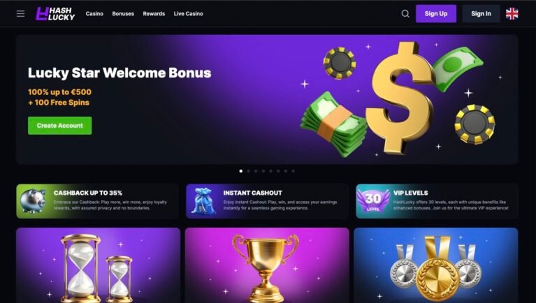 Hashlucky Casino Homepage