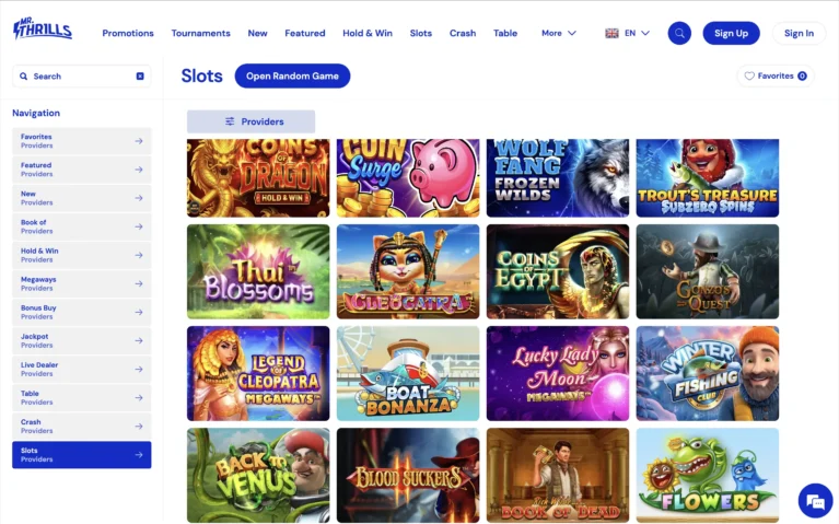 Mr Thrills casino Games