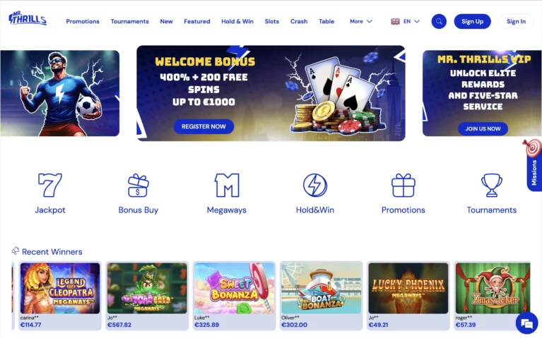 Mr Thrills casino Home