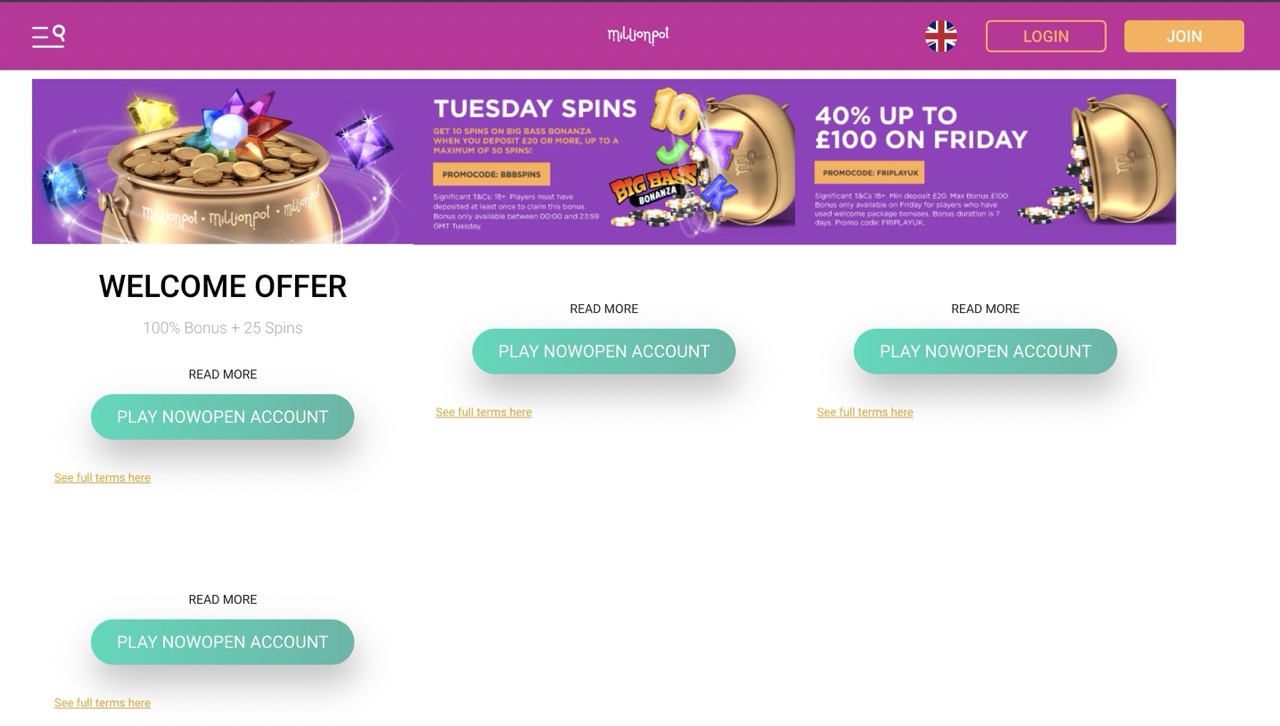 Millionpot Casino Promotion