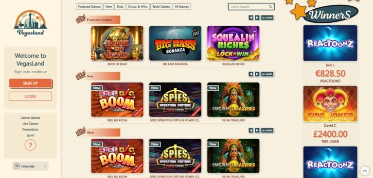 Vegasland casino games signup