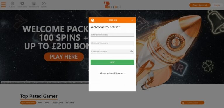Zetbet casino page register