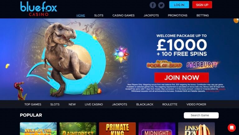 Bluefox Casino Homepage