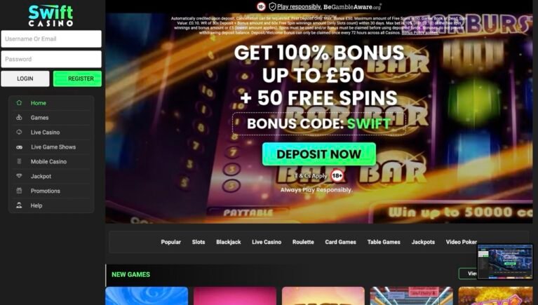 Swift-Casino-Homepage