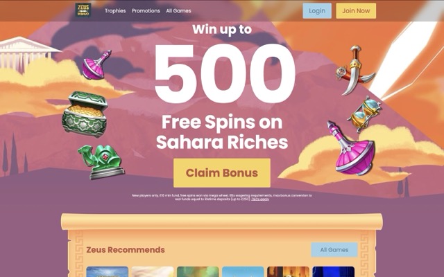 Zeus Bingo Home