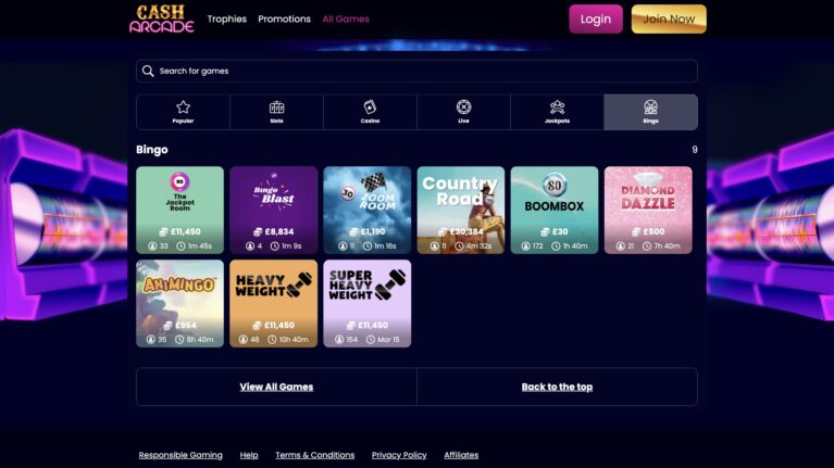 Cash Arcade Casino Games