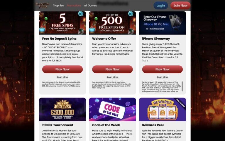 Immortal wins casino Promotion